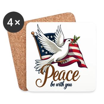 Dove of peace with flag - Coasters (set of 4) - white - Front