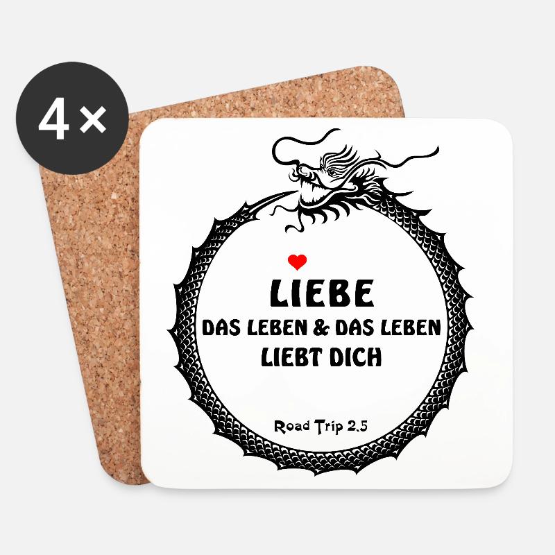Drache 2025 Schlange im Kreis RTM2punkt5 BLKnH - Untersetzer (4er-Set) - Weiß