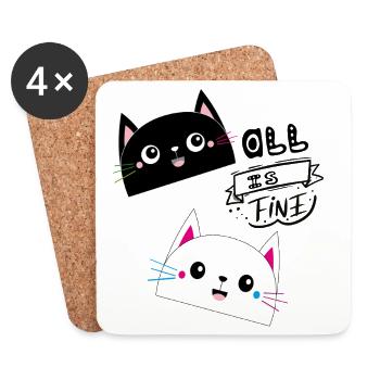 TOUT VA BIEN, Chats - Dessous de verre (lot de 4) - blanc - Devant