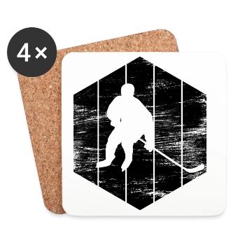 Dessin de hockey sur glace - Dessous de verre (lot de 4) - blanc - Devant
