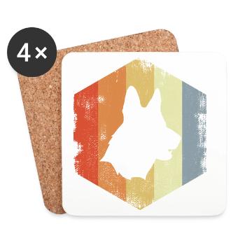 Vintage Deutscher Schäferhund - Untersetzer (4er-Set) - Weiß - Vorne