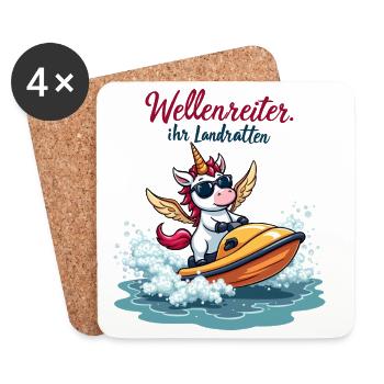 Surfeur Licorne - Dessous de verre (lot de 4) - blanc - Devant