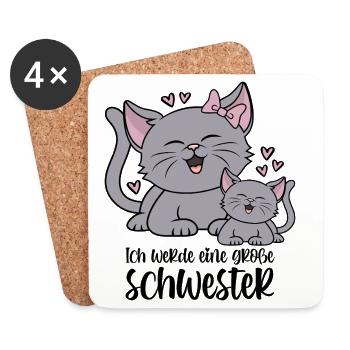 Ich werde eine große Schwester Katze Katzen Kinder - Untersetzer (4er-Set) - Weiß - Vorne