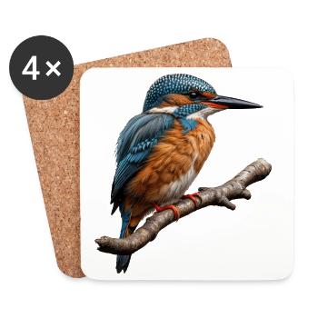 Lebendiger Eisvogel Natur Illustration - Untersetzer (4er-Set) - Weiß - Vorne