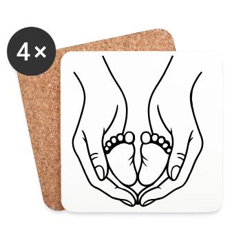 Logo Hands Holding Baby Feet - Coasters (set of 4) - white - Front
