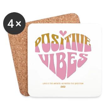 Positive Vibes – Good Energy - Untersetzer (4er-Set) - Weiß - Vorne