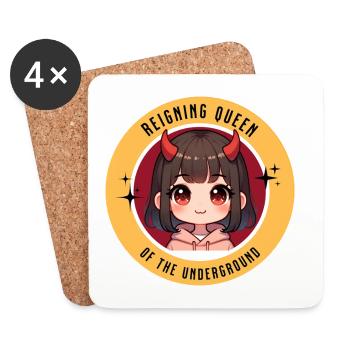 Cute Anime Little Devil Kawaii Queen Anime Style - Coasters (set of 4) - white - Front