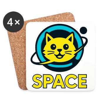 Chat de l’espace - Dessous de verre (lot de 4) - blanc - Devant