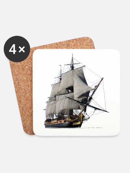 Segelschiff - Untersetzer (4er-Set) - Weiß