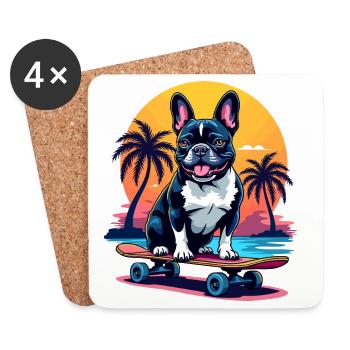 Skater Bulldog - Coasters (set of 4) - white - Front