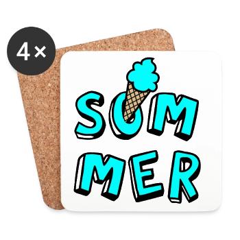 Sommer Eis Waffel Comicstyle Fun Lebensfreude Fan - Untersetzer (4er-Set) - Weiß - Vorne
