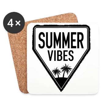 SUMMER VIBES design with cool lettering - Untersetzer (4er-Set) - Weiß - Vorne