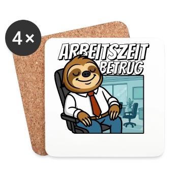 Arbeitszeitbetrug Shirt Lustiges Faultier Büro - Untersetzer (4er-Set) - Weiß - Vorne