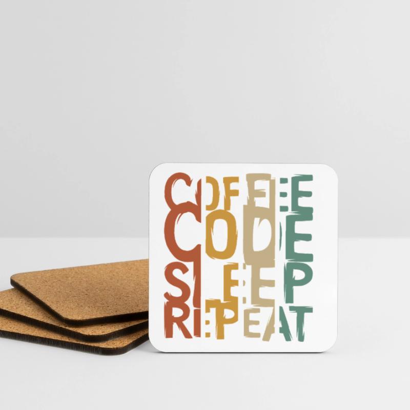 Coffee Code Sleep Repeat – Conception pour les développeurs Dessous de verre (lot de 4)