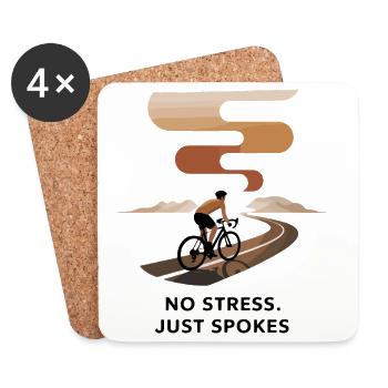 Kein Stress, nur Speichen Radfahren Kunst - Untersetzer (4er-Set) - Weiß - Vorne