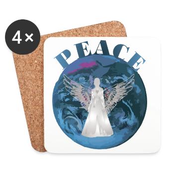 Paix sur Terre avec la protection des anges - Dessous de verre (lot de 4) - blanc - Devant