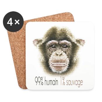 Chimpanzee Face – 99% Human 1% Wild - Coasters (set of 4) - white - Front