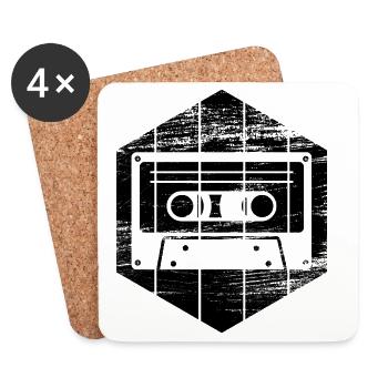 80er Kassette - Untersetzer (4er-Set) - Weiß - Vorne