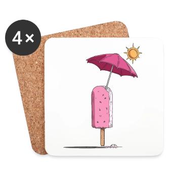 Eis-Sommertraum mit Sonnenschirm - Coasters (set of 4) - white - Front