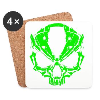 Crâne extraterrestre - Dessous de verre (lot de 4) - blanc - Devant