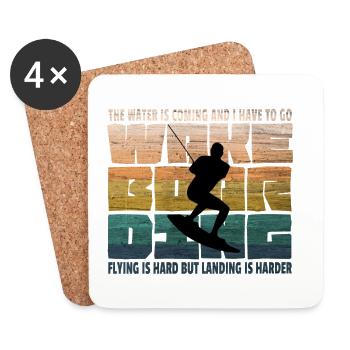 Wakeboarding Wakeboard Vintage - Coasters (set of 4) - white - Front