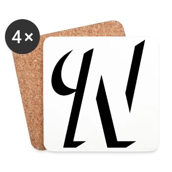 Lettre N, nom, la lettre N - Dessous de verre (lot de 4) - blanc - Devant