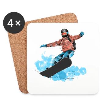 Snowboarding - Untersetzer (4er-Set) - Weiß - Vorne