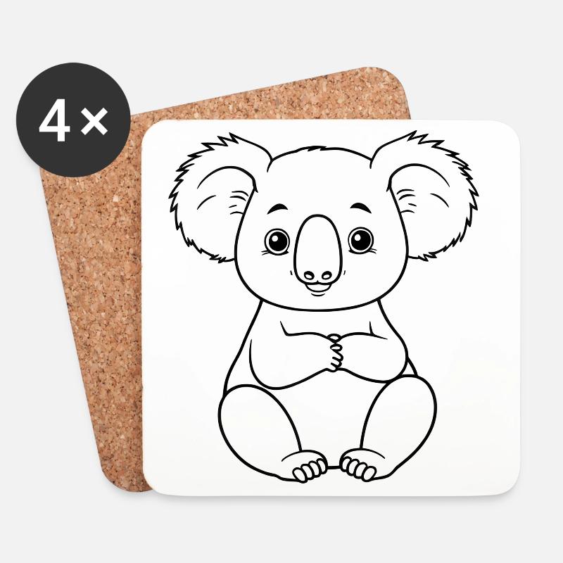 Minimalistic Koala - Coasters (set of 4) - white