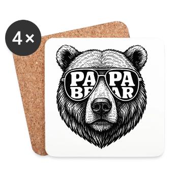 Cool Papa Bear Ours à tête d’ours avec lunettes de soleil - Dessous de verre (lot de 4) - blanc - Devant