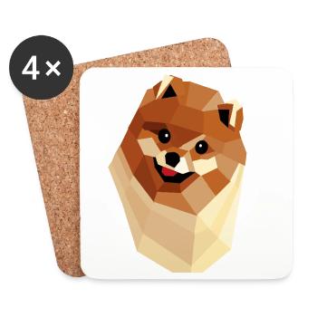 Low Poly de Poméranie — Portrait géométrique - Dessous de verre (lot de 4) - blanc - Devant