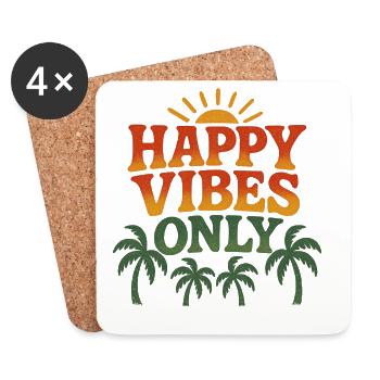 Positive Energy Happy Vibes Sunshine Palm - Coasters (set of 4) - white - Front