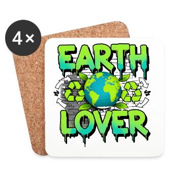 Amoureux de la Terre Graffiti Planète Eco Spirit - Dessous de verre (lot de 4) - blanc - Devant