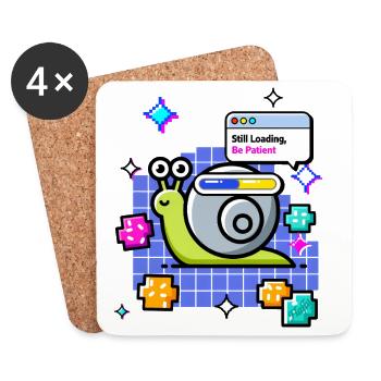 🐌 Still Loading – Meditating Snail on Wi-Fi Route - Coasters (set of 4) - white - Front