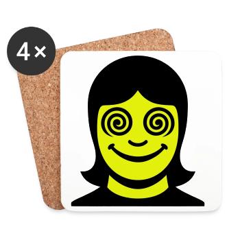 Visage hypnotique - Dessous de verre (lot de 4) - blanc - Devant