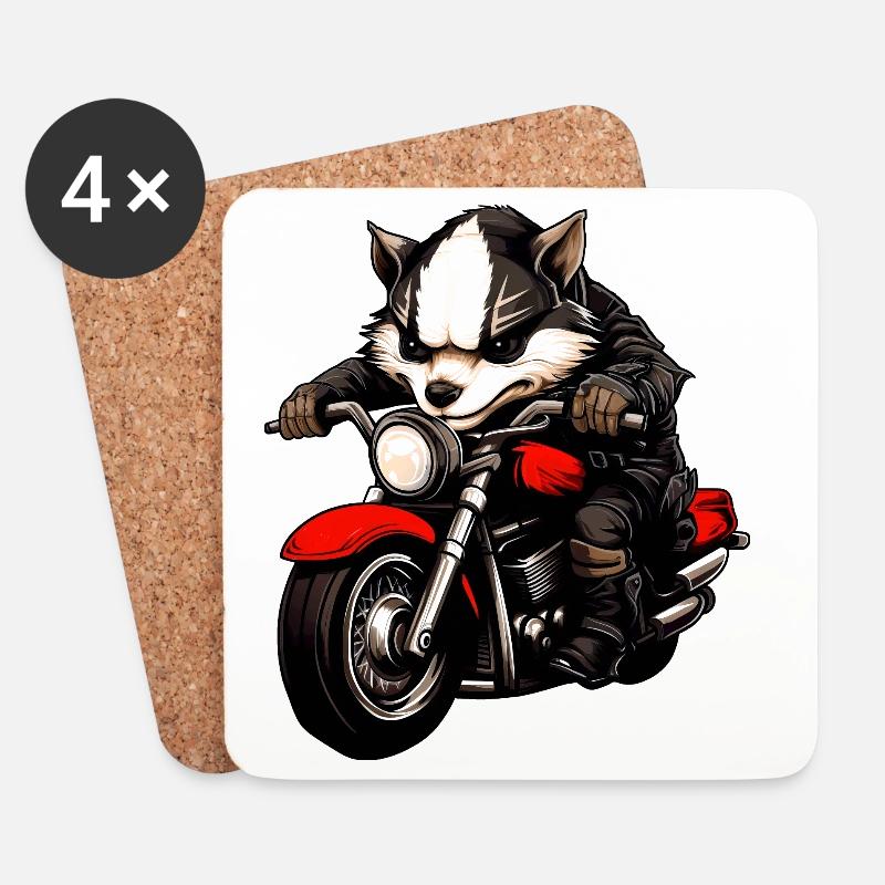 Motorcyclist Badger - Coasters (set of 4) - white