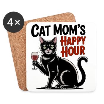 Happy Hour Cat - Coasters (set of 4) - white - Front