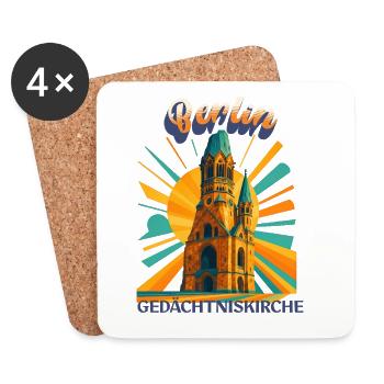 Berlin - GEDÄCHTNISKIRCHE - Urban Retro Dreams - Untersetzer (4er-Set) - Weiß - Vorne