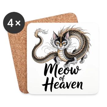Chat dragon - Dessous de verre (lot de 4) - blanc - Devant
