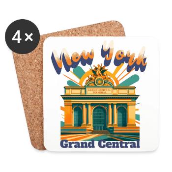 NEW YORK CITY - GRAND CENTRAL STATION Retro Shirt - Coasters (set of 4) - white - Front