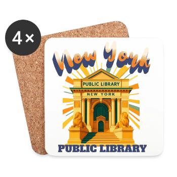 NEW YORK CITY - PUBLIC LIBRARY Shirt - Coasters (set of 4) - white - Front