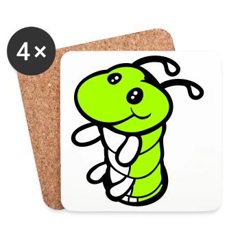 Chenille Trou Inférieur Mignon Sourires Amical Heureux - Dessous de verre (lot de 4) - blanc - Devant