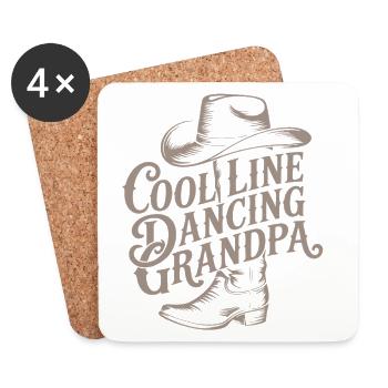 Cool Cowboy Line Dance Grandpa Saying - Coasters (set of 4) - white - Front