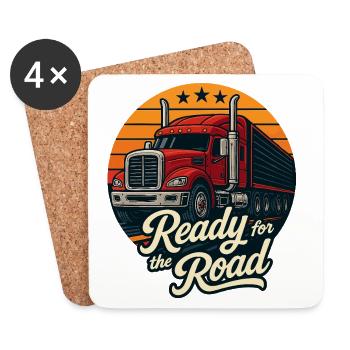 Ready for the Road – Retromotiv für Trucker - Untersetzer (4er-Set) - Weiß - Vorne