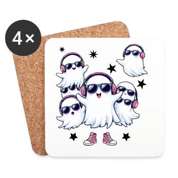 Halloween Ghosts Party Funny Music Cool - Coasters (set of 4) - white - Front