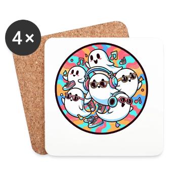 Halloween Party Ghosts Funny Colorful Music - Coasters (set of 4) - white - Front