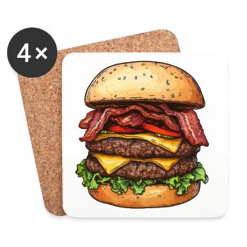 Double Bacon Cheeseburger :) - Untersetzer (4er-Set) - Weiß - Vorne