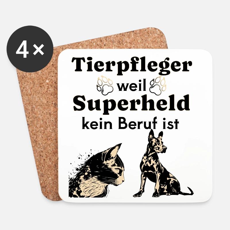 Tierpfleger weil Superheld kein Beruf ist  - Untersetzer (4er-Set) - Weiß