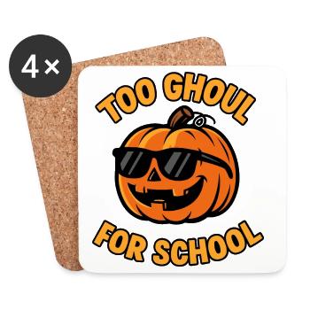 Conception de citrouille trop goule pour l'école - Dessous de verre (lot de 4) - blanc - Devant