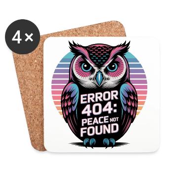 T-shirt « Erreur 404 » : Chouette paisible - Dessous de verre (lot de 4) - blanc - Devant