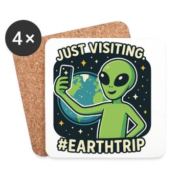 Alien Selfie mit Erde - Untersetzer (4er-Set) - Weiß - Vorne